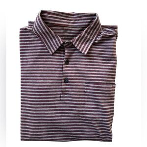 Patagonia Men’s Squeaky Clean Polo Shirt Large Red Blue Stripe Organic Cotton